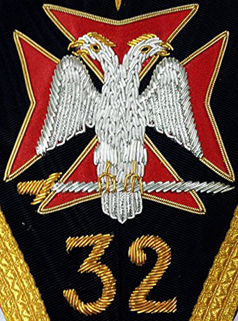 Riaz Impex Masonic Collars 32nd Degree Scottish Rite Collar – Black with Gold and Silver Heavy Embroidery