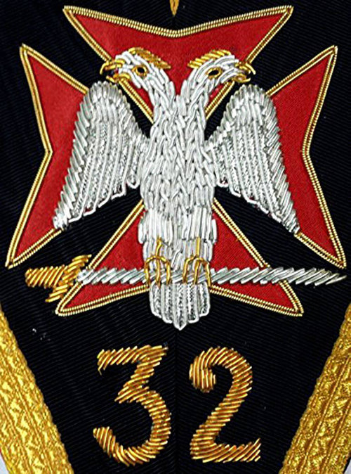 Riaz Impex Masonic Collars 32nd Degree Scottish Rite Collar – Black with Gold and Silver Heavy Embroidery