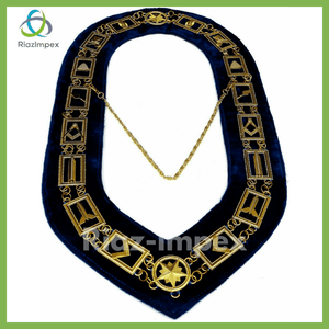 RIAZ IMPEX MASONIC REGALIA Blue Lodge Working Tool Golden Collar Chain + Senior Deacon Pendant Best Quality