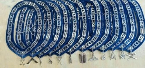 RIAZ IMPEX MASONIC REGALIA Masonic Blue Lodge Officer Chain Collar Jewels Apron Gloves LOT of 12X4