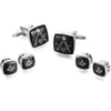 Masonic Cufflinks & Studs – Six-Piece Black & Silver Set