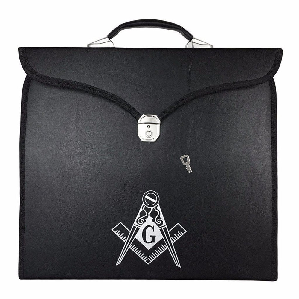 Riaz Impex Masonic Cases Black with Masonic Symbol Master Mason Blue Lodge Apron Case – Imitation Leather Square & Compass G MM/WM