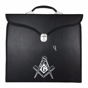 Riaz Impex Masonic Cases Black with Masonic Symbol Master Mason Blue Lodge Apron Case – Imitation Leather Square & Compass G MM/WM