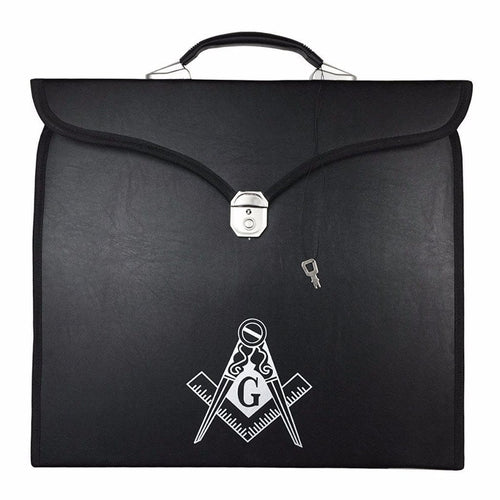 Riaz Impex Masonic Cases Black with Masonic Symbol Master Mason Blue Lodge Apron Case – Imitation Leather Square & Compass G MM/WM