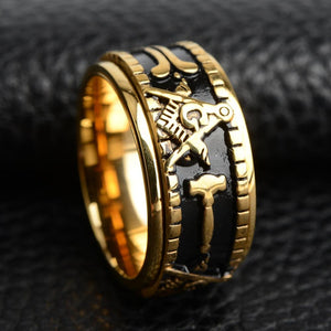 Master Mason Rotating Square & Compass Ring – product view