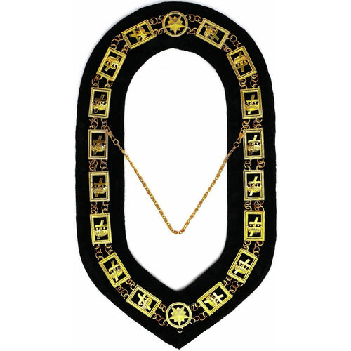 Knights Templar Chain Collar – Gold Plated on Black Velvet – product view