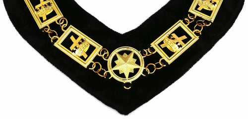 Knights Templar Chain Collar – Gold Plated on Black Velvet – detail 2