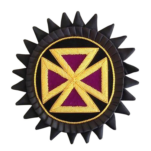Past Grand Master Knights Templar Chapeau Rosette – Hand Bullion Purple Embroidery – product view