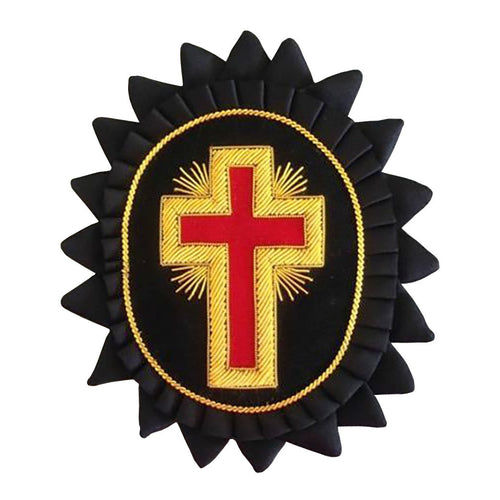 Past Commander Knights Templar Chapeau Rosette – Hand Bullion Embroidery with Rays – product view