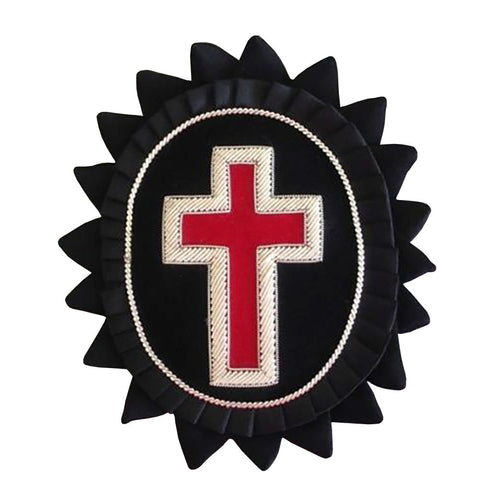 Sir Knight Knights Templar Chapeau Rosette – Hand Bullion Embroidery Cross – product view