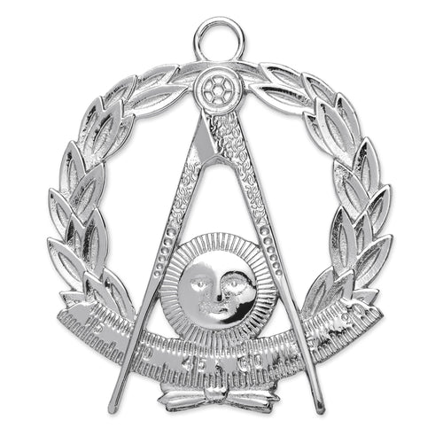 Grand Past Master Blue Lodge Collar Jewel – Silver With Wreath – product view