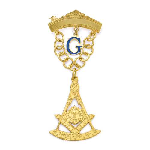Past Master Blue Lodge Breast Jewel – Gold Plated With G Letter – product view