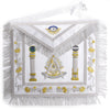 Past Master Blue Lodge Apron – White & Gold With Pillars