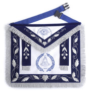Past Master Blue Lodge Apron – Blue Velvet With Gray Rayon Fringe
