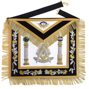 Past Master Blue Lodge Apron – Black & Gold Hand Embroidery Bullion With Pillars