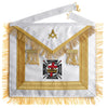 Knights Templar Apron – White & Gold Machine Embroidery with Fringe