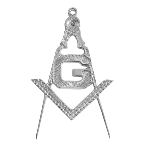 Master Mason Blue Lodge Collar Jewel – Silver Plated Square & Compass with G – product view