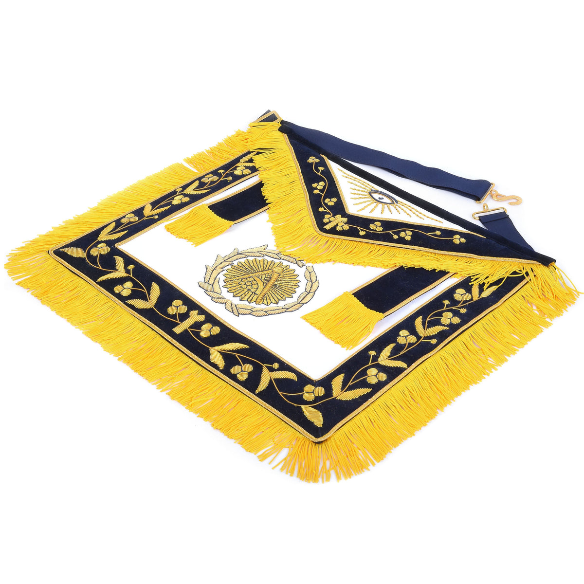 Grand Master Blue Lodge Apron – Black Velvet & Gold Emblem With Wreath – detail 2