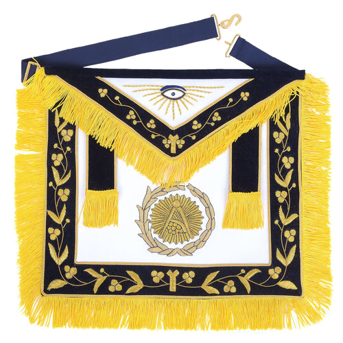 Grand Master Blue Lodge Apron – Black Velvet & Gold Emblem With Wreath – product view