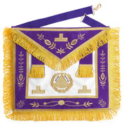 Grand Master Blue Lodge Apron – Purple With Gold Emblem With Wreath