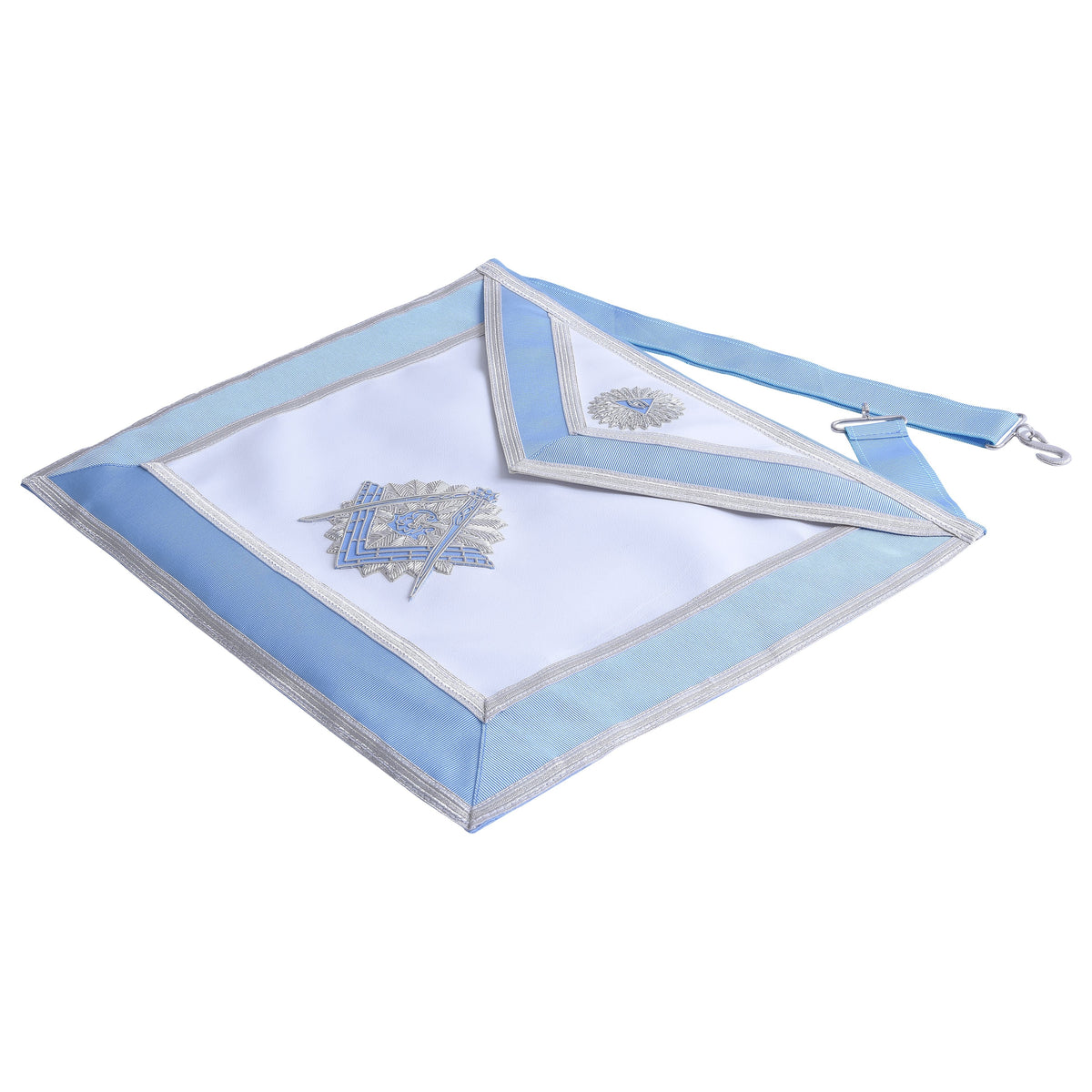 Master Mason Blue Lodge Apron – Light Blue & White With Embroidery – detail 2