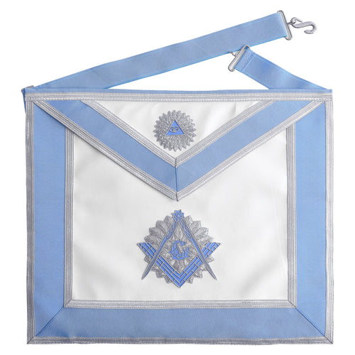 Master Mason Blue Lodge Apron – Light Blue & White With Embroidery – product view