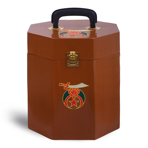 Shriners Fez Case – Plain Wood With Red Velvet Interior – product view