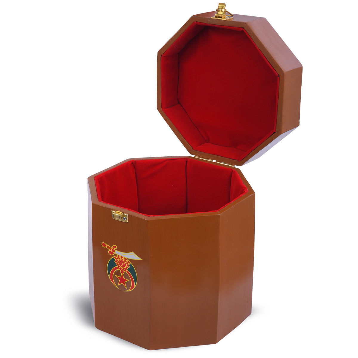 Shriners Fez Case – Plain Wood With Red Velvet Interior – detail 2