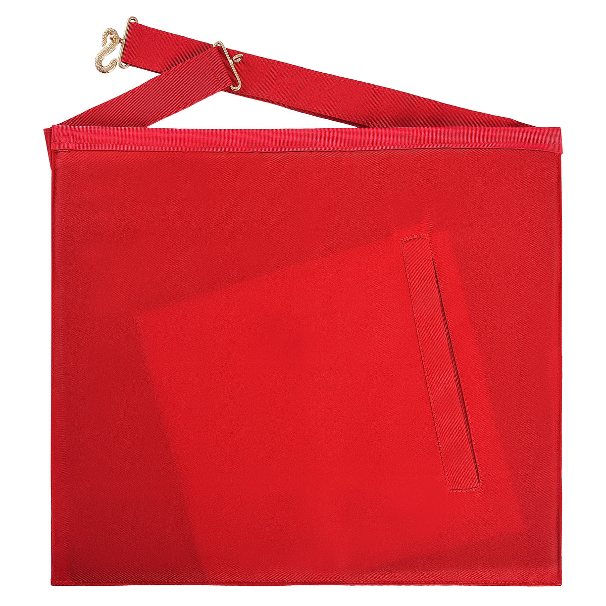 Excellent Master Allied Masonic Degrees Apron – Red Moire Ribbon & Golden Pentagram – detail 2