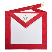 Excellent Master Allied Masonic Degrees Apron – Red Moire Ribbon & Golden Pentagram