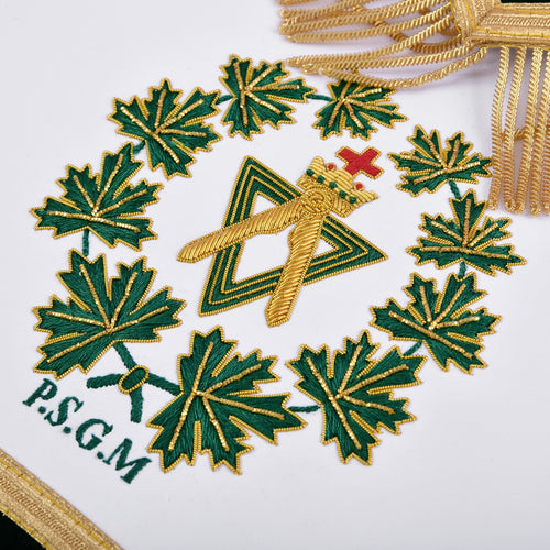 Past Sovereign Grand Master Allied Masonic Degrees Apron – Forest Green Velvet – detail 2