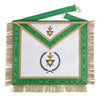 Sovereign Master Allied Masonic Degrees Apron – Green Ribbon With Gold Trim & Fringe