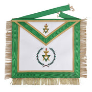 Sovereign Master Allied Masonic Degrees Apron – Green Ribbon With Gold Trim & Fringe