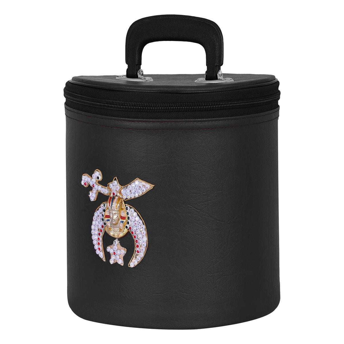 Shriners Fez Case – Black Synthetic Leather With Rhinestones – detail 2
