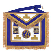 Past Master Blue Lodge Apron – Blue Ribbon With Hand Embroidery Bullion And Chain Tassels