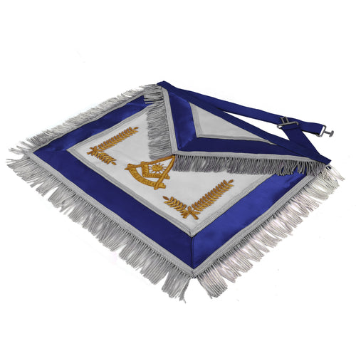 Past Master Blue Lodge Apron – Gold Bullion With Silver Braid Fringe – detail 2