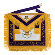 Worthy Patron OES Apron – Purple Velvet With Square & Compass G With Silver Wreath