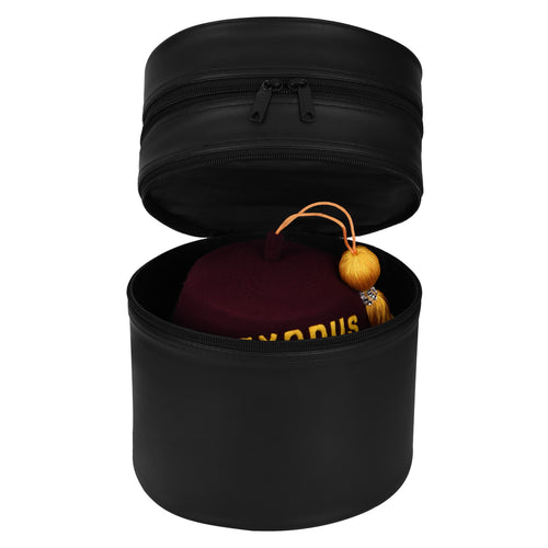 Universal Fez Case – Imitation Black Leather With Silver Solid Handle & 2 Compartments – detail 2