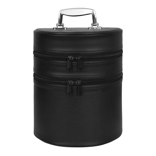 Universal Fez Case – Imitation Black Leather With Silver Solid Handle & 2 Compartments – product view