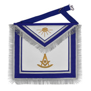 Past Master Blue Lodge Apron – Hand Embroidery Gold Bullion With Silver Braid Fringe