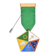 Allied Masonic Degrees Breast Jewel – Gold Plating With Green Ribbon