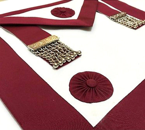 Provincial Steward Craft Apron – White & Maroon – detail 2