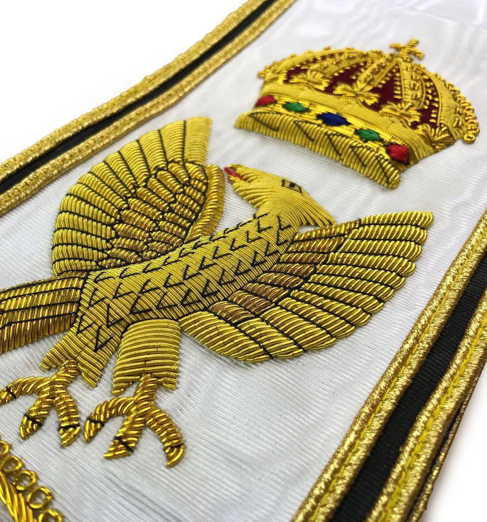 Grand RCC Red Cross Of Constantine Sash – White Moire Ribbon – detail 2