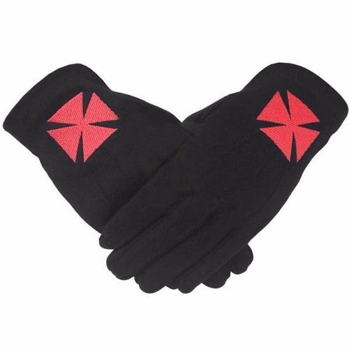 Knights Templar Gloves – Black Cotton with Red Nordic Cross – product view