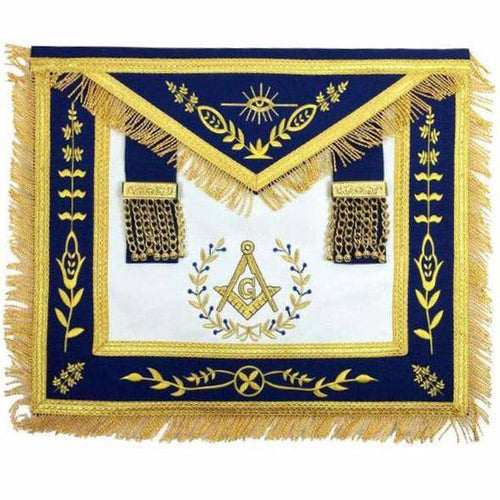Master Mason Blue Lodge Apron – Royal Blue Machine Embroidery – product view