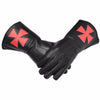 English Knights Templar Gauntlet – Black Leather with Red Cross