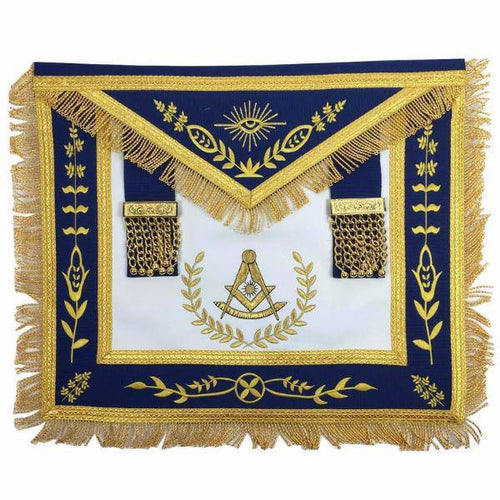 Past Master Blue Lodge Apron – White & Royal Blue – product view