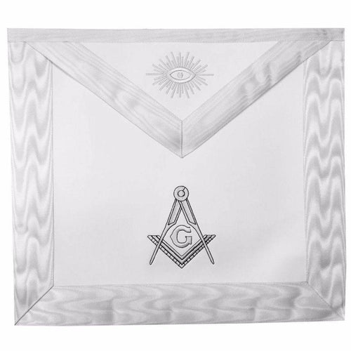 Master Mason Blue Lodge Apron – White Square & Compass G – product view