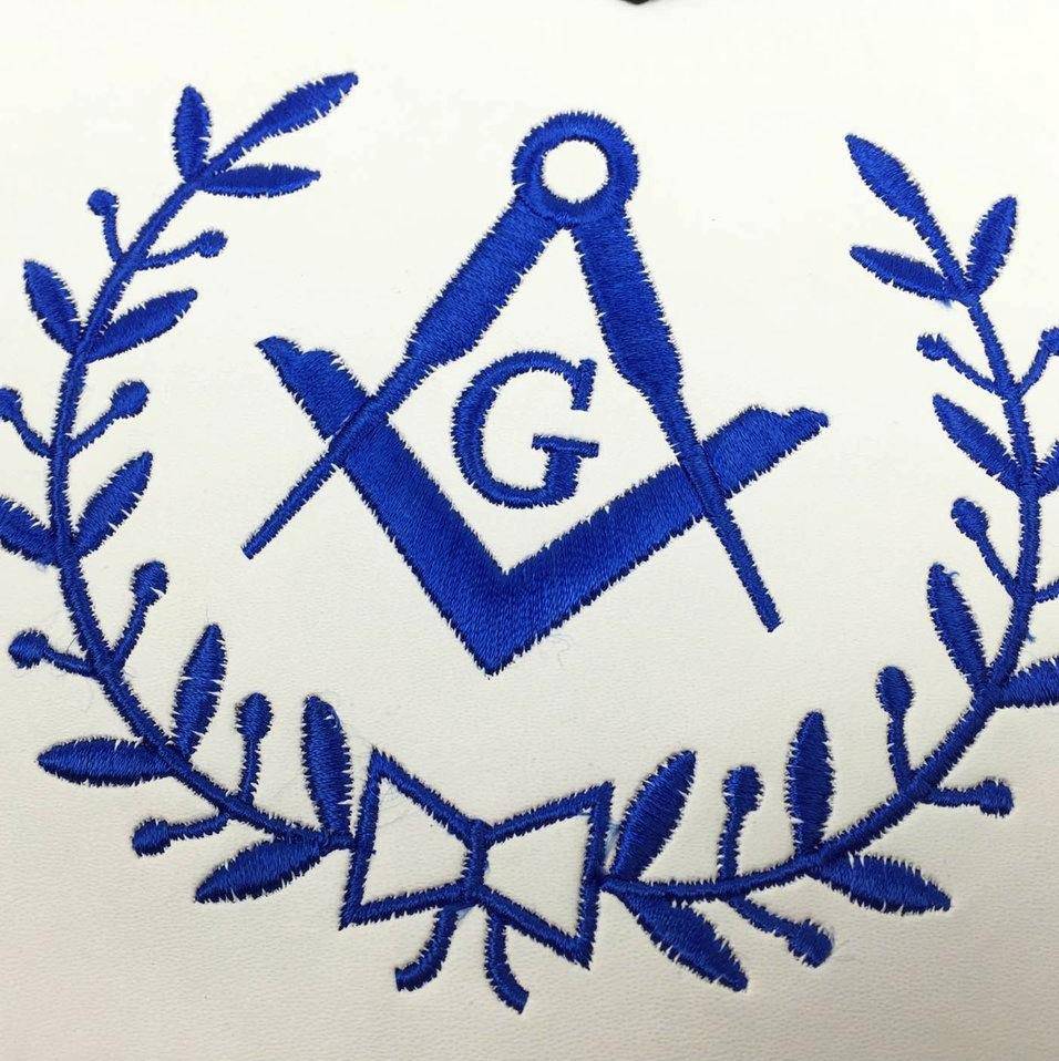 Master Mason Blue Lodge Apron – White & Navy Blue Various Materials – detail 2