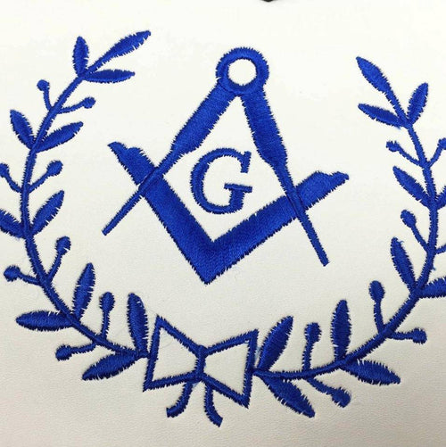 Master Mason Blue Lodge Apron – White & Navy Blue Various Materials – detail 2